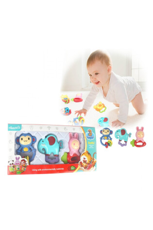 Set x 3 Sonajeros Animales Bebé 35 x 16cms