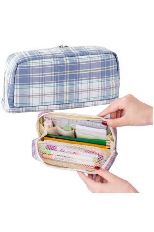 Cartuchera Escocesa Azul