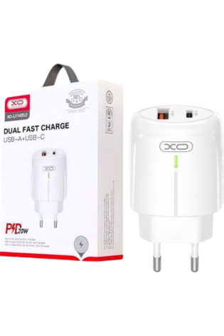 Ficha Cargador Dual USB y Tipo C 3A 20W Blanco XO-L114