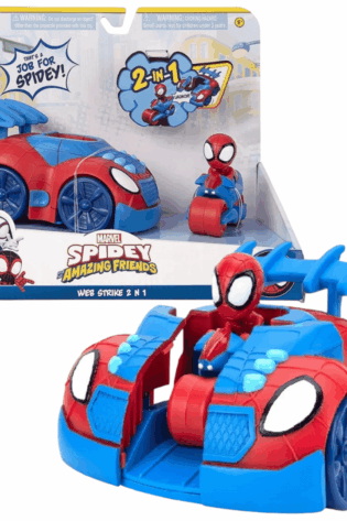 Spidey 2 en 1 Personaje + Moto + Auto Lanzador
