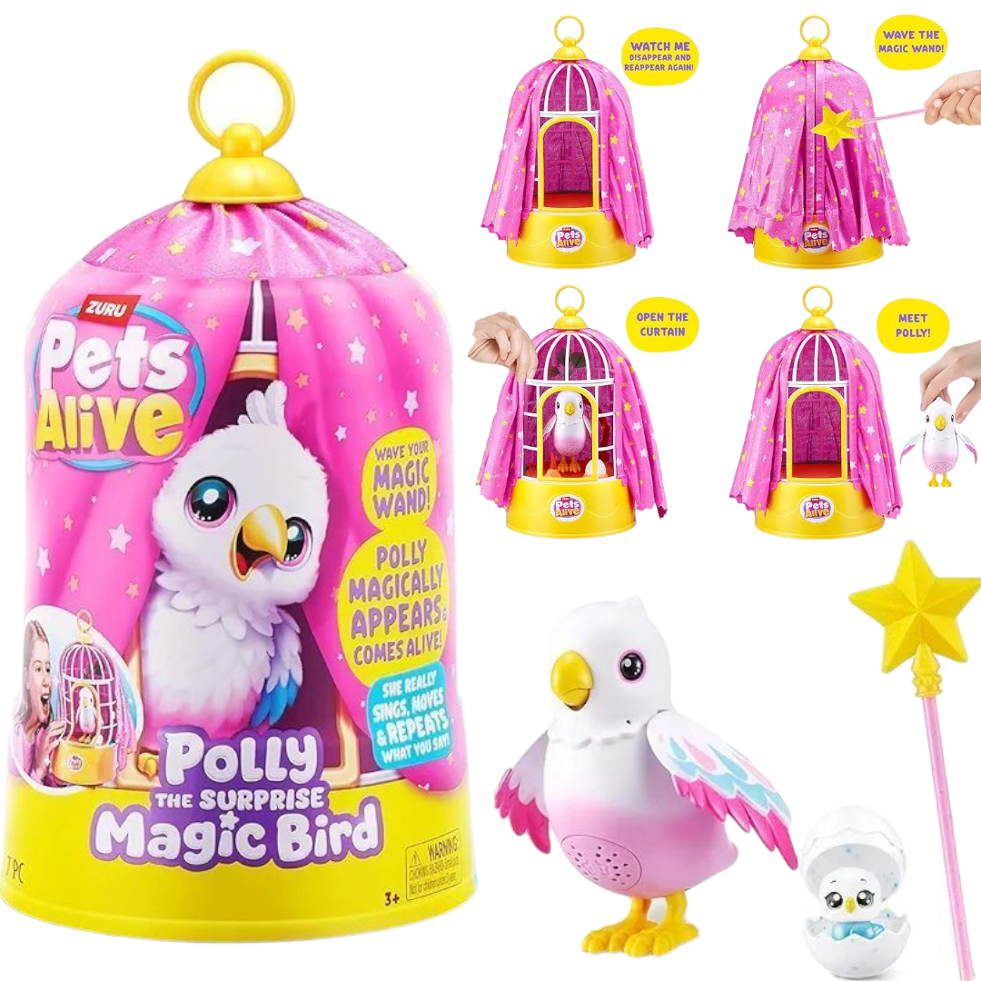 Pets Alive Polly el Pájaro Mágico - Aparece y Desaparece, Canta, Habla y se Mueve!
