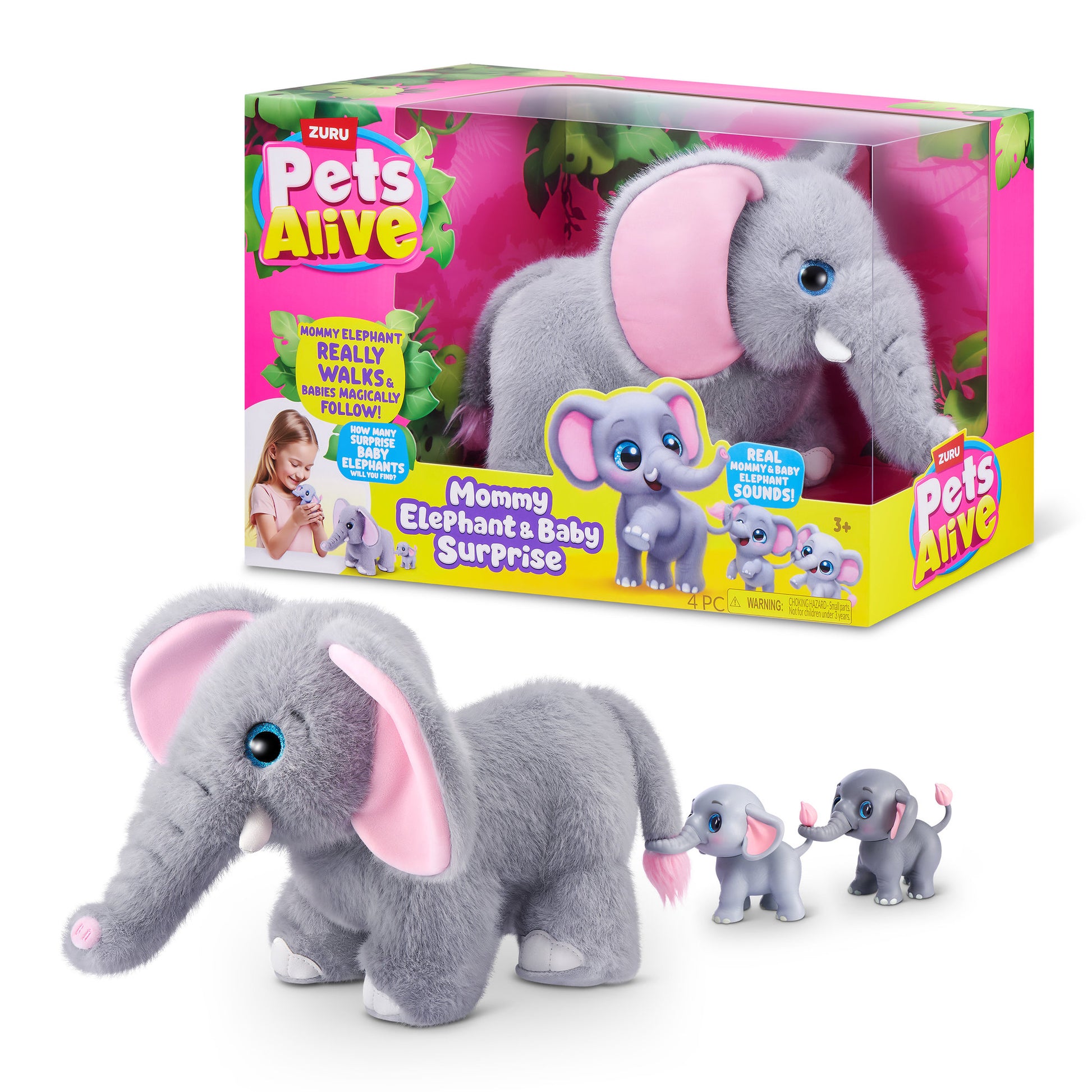 Pets Alive Gran Mamá Elefante con Bebés Mascotas Peluche Interactivas - Imagen 10