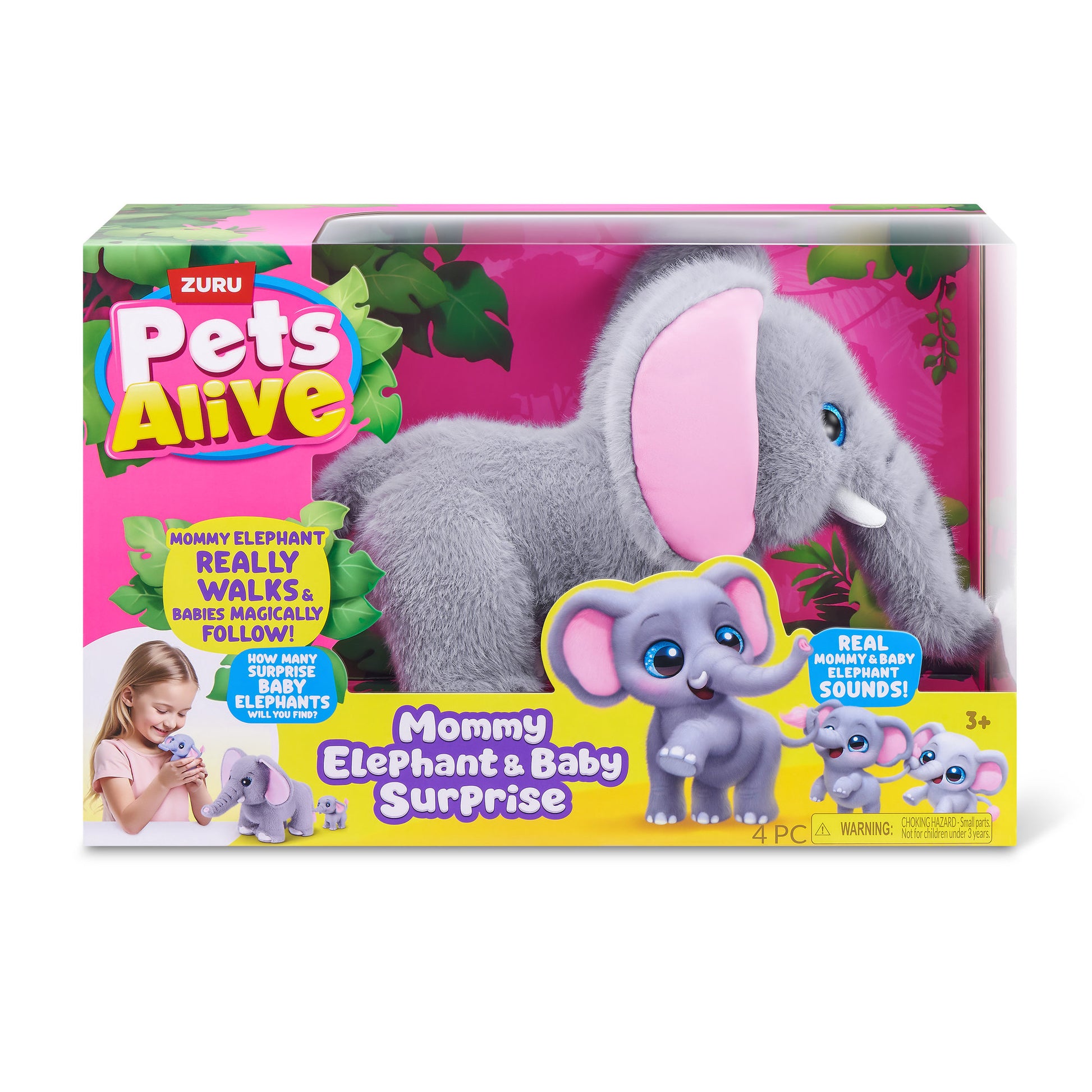 Pets Alive Gran Mamá Elefante con Bebés Mascotas Peluche Interactivas - Imagen 9
